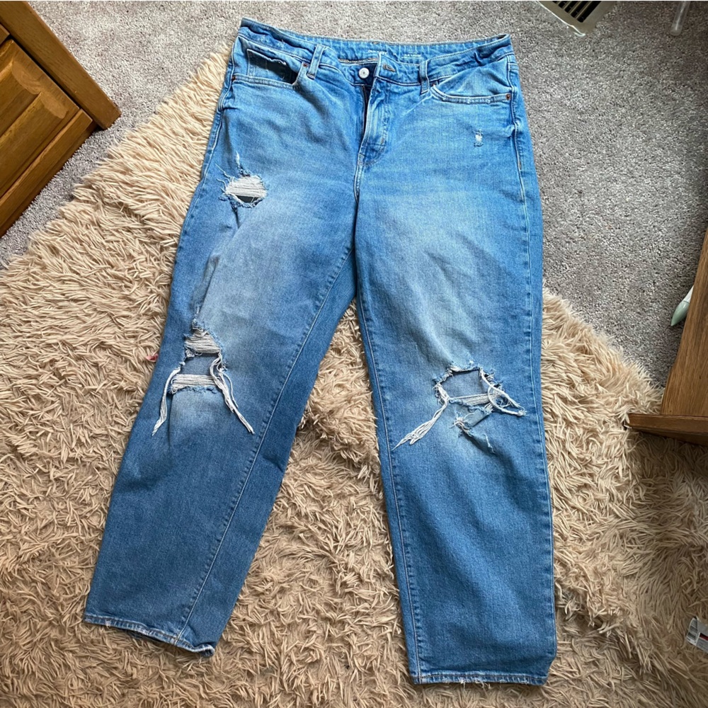 Old Navy High Rise OG Loose Size 14 Distressed Jeans